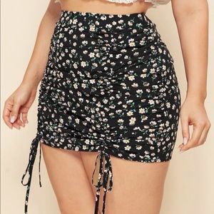 High Waist Floral Mini Skirt